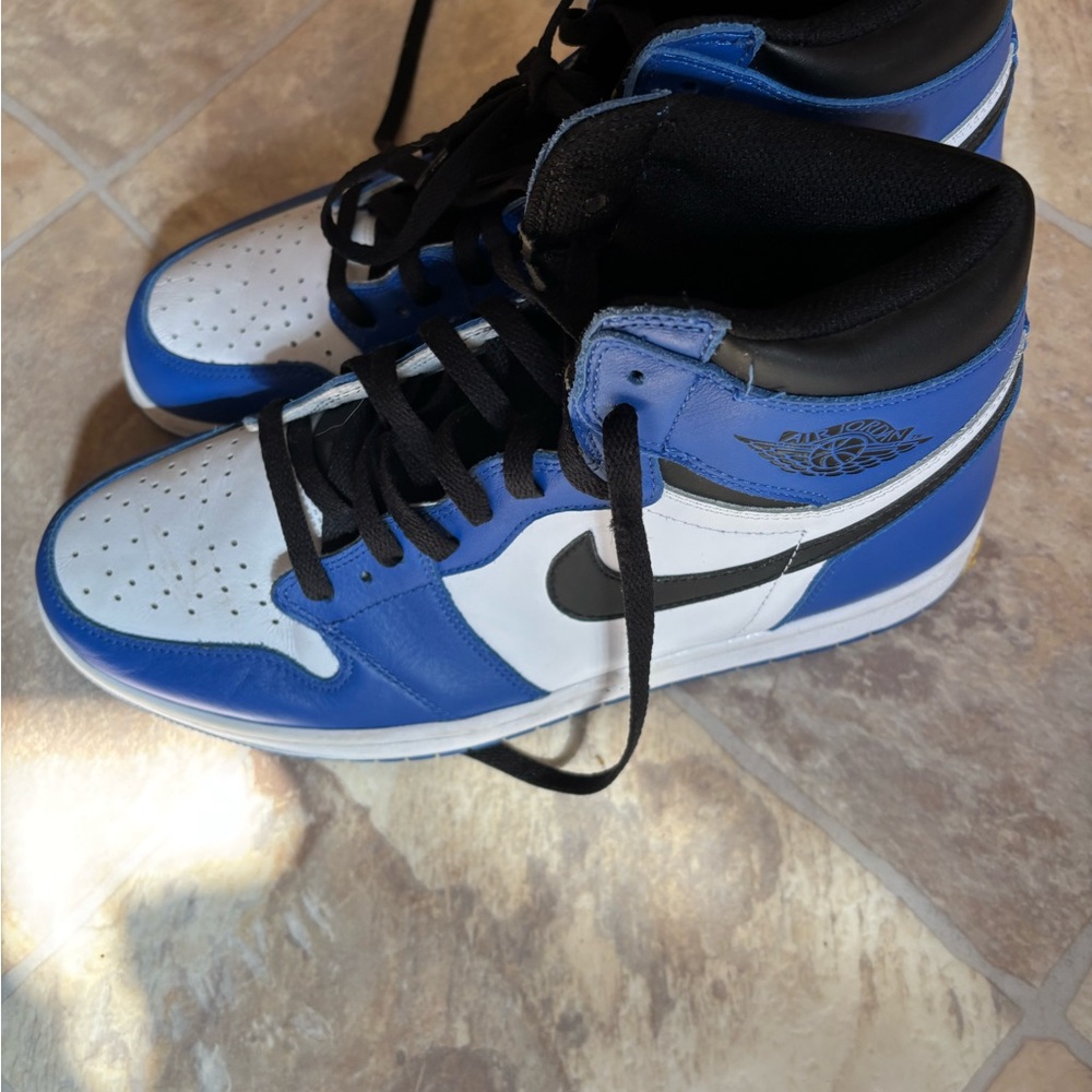 Jordan Blue and White High-Top Sneakers